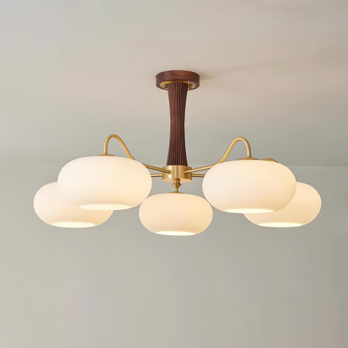 Syloella Chandelier Brass Wooden Persimmon