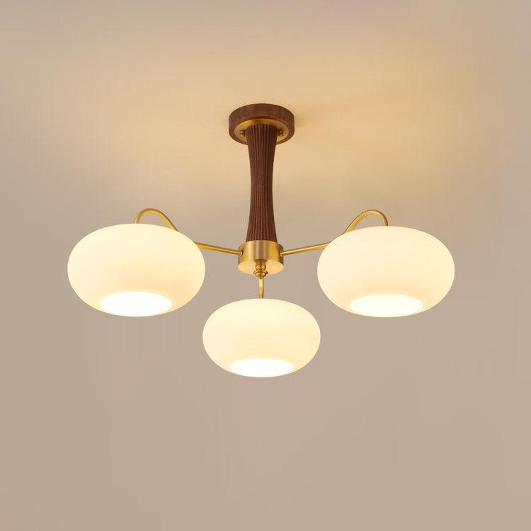 Syloella Chandelier Brass Wooden Persimmon