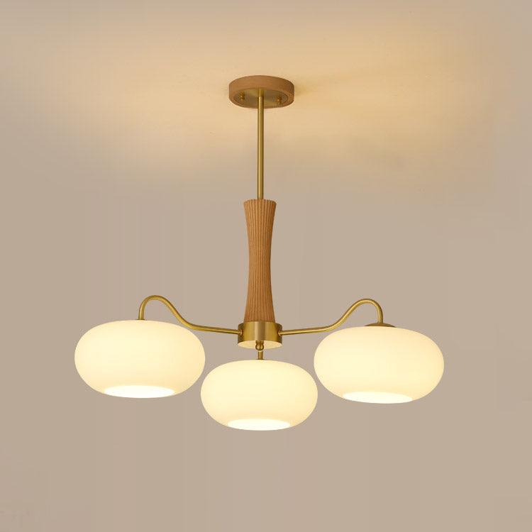 Syloella Chandelier Brass Wooden Persimmon
