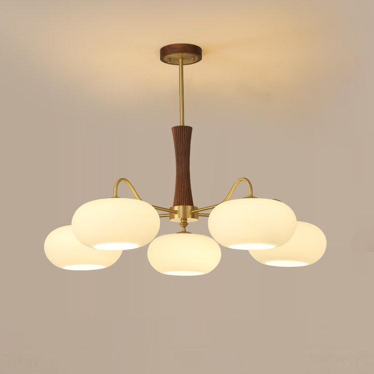 Syloella Chandelier Brass Wooden Persimmon