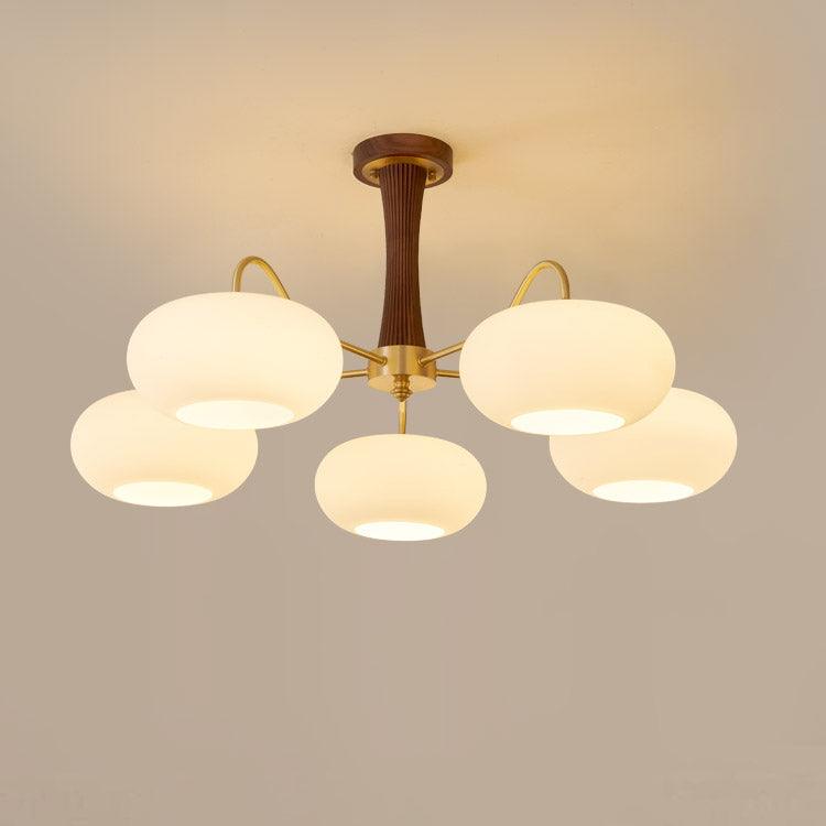 Syloella Chandelier Brass Wooden Persimmon