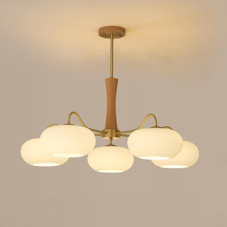 Syloella Chandelier Brass Wooden Persimmon