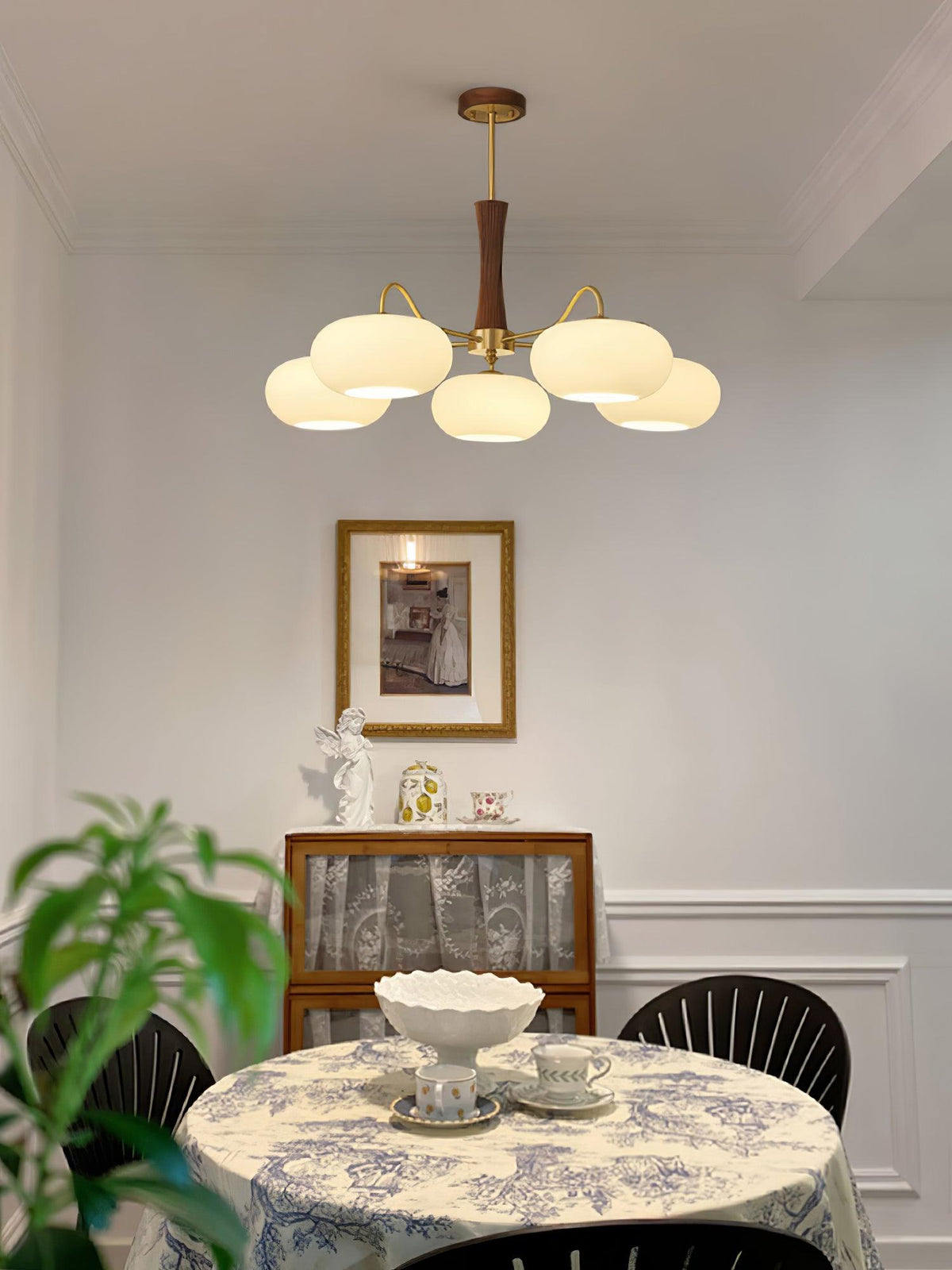 Syloella Chandelier Brass Wooden Persimmon