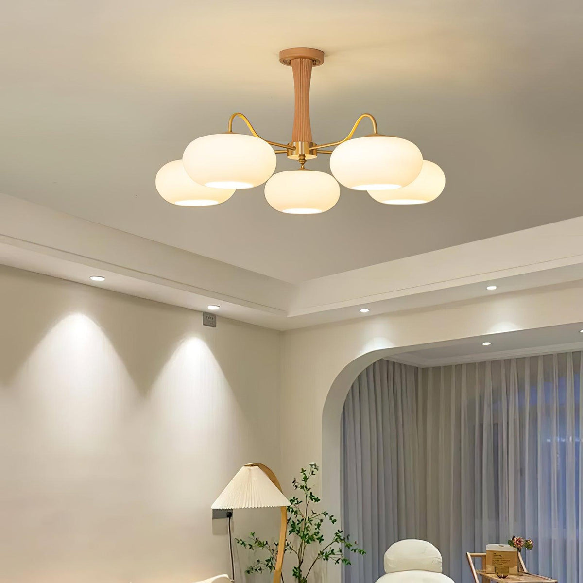 Syloella Chandelier Brass Wooden Persimmon