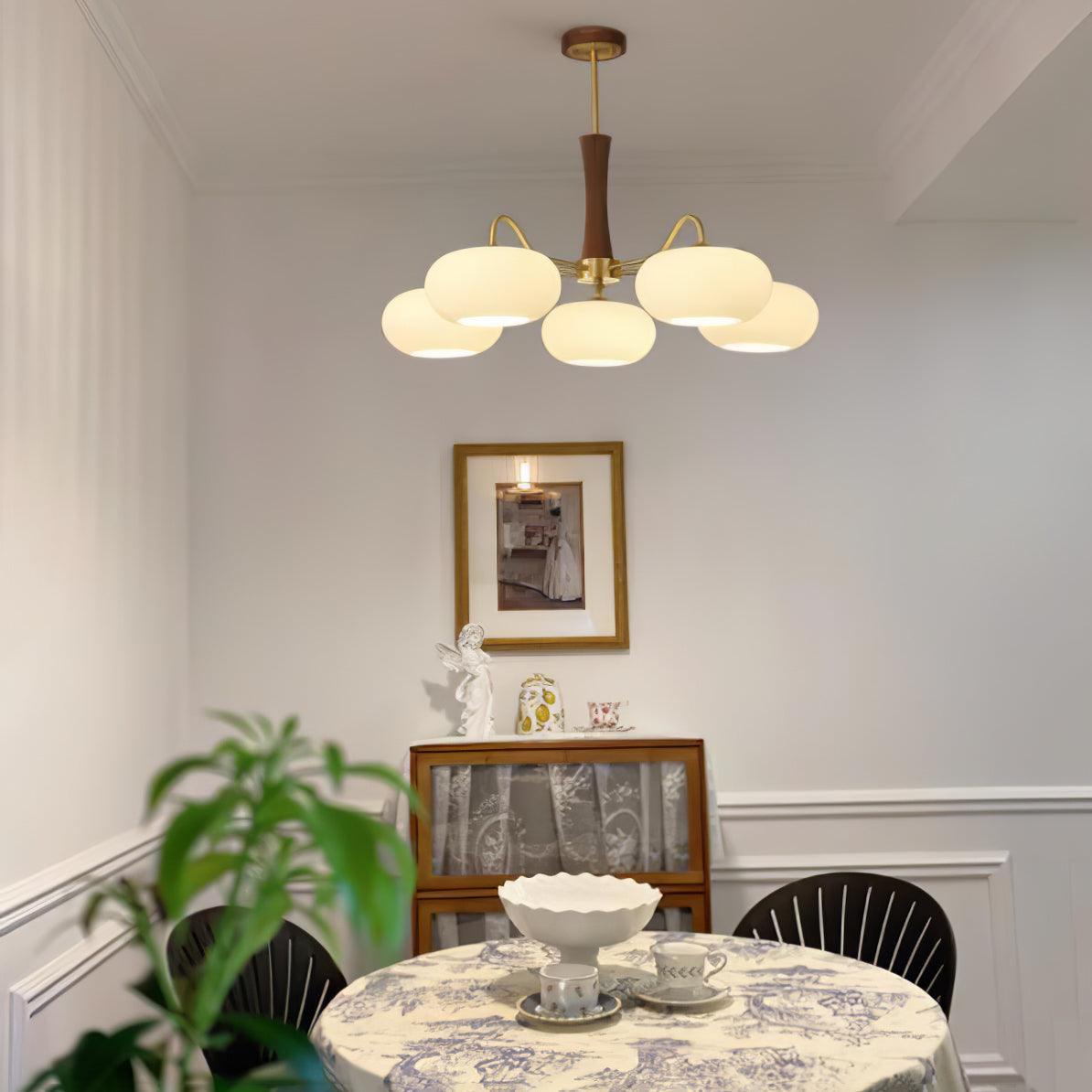 Syloella Chandelier Brass Wooden Persimmon