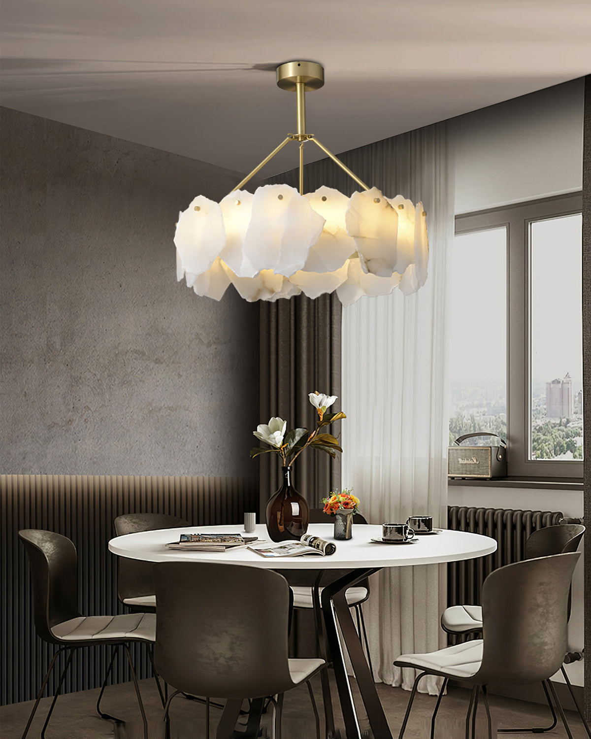 Telen Chandelier Alabaster Layered Halo
