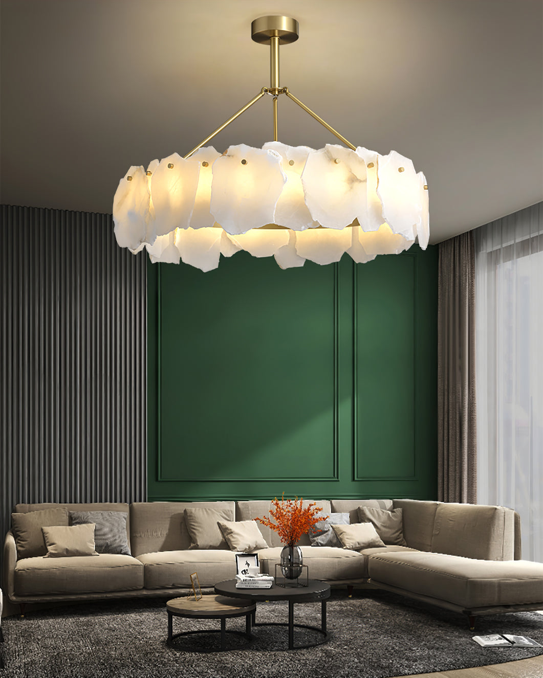 Telen Chandelier Alabaster Layered Halo