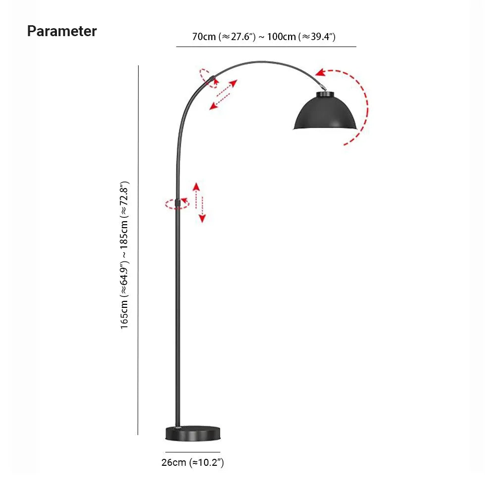 Ziruret Modern Arc Metal Floor Lamp, Black/Red/Yellow