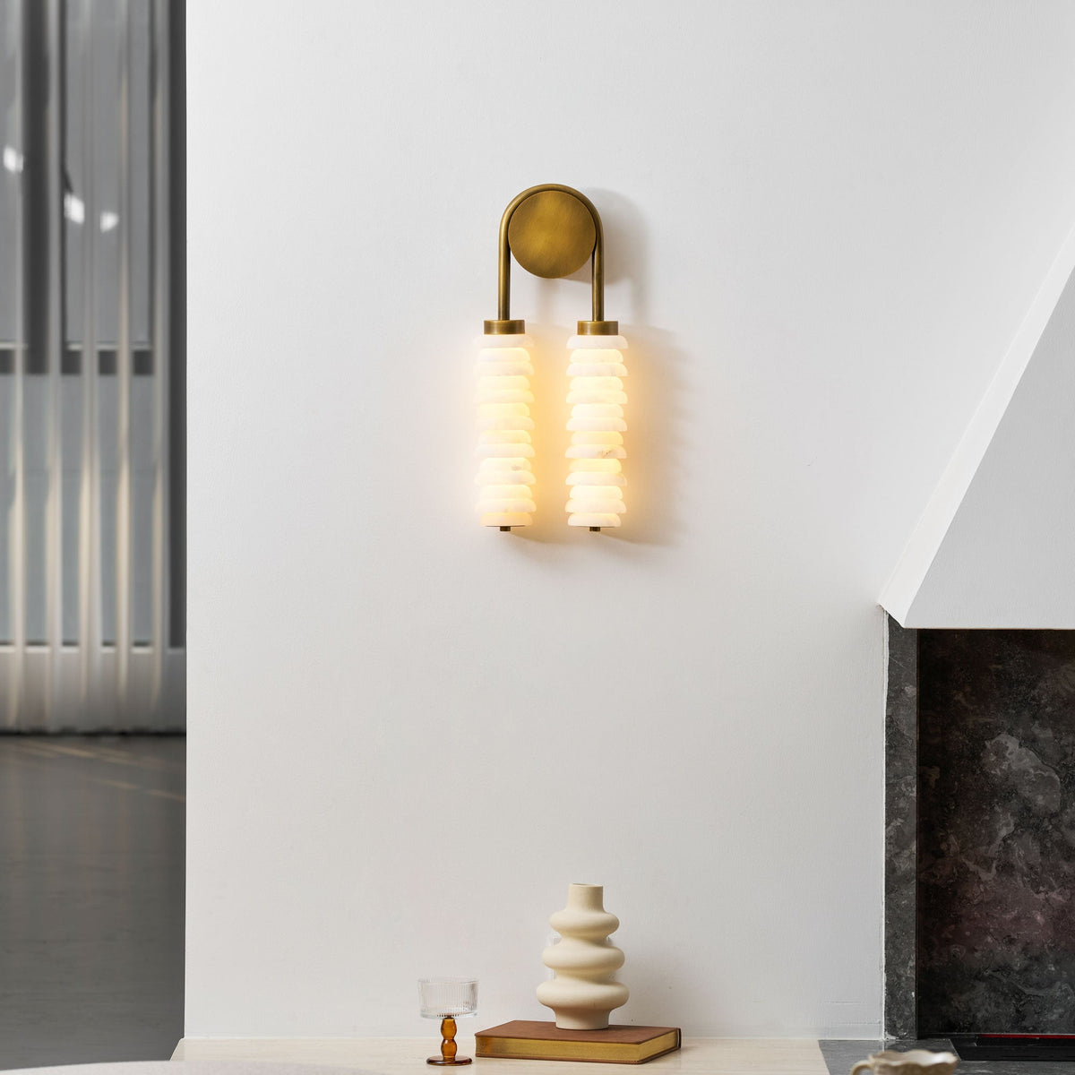 Calla Twin Alabaster Sconce