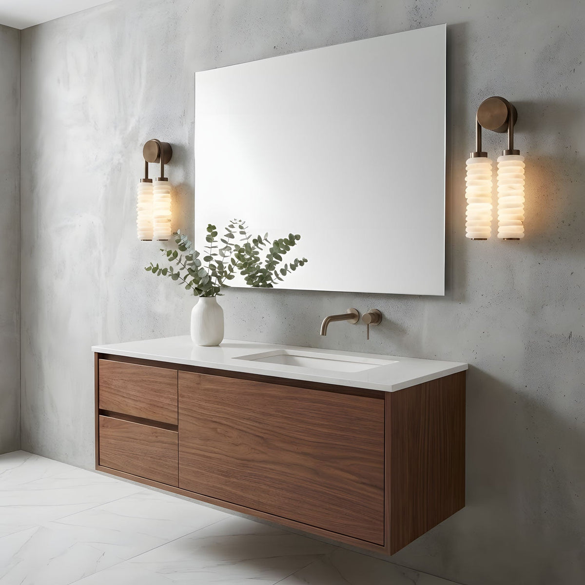 Calla Twin Alabaster Sconce