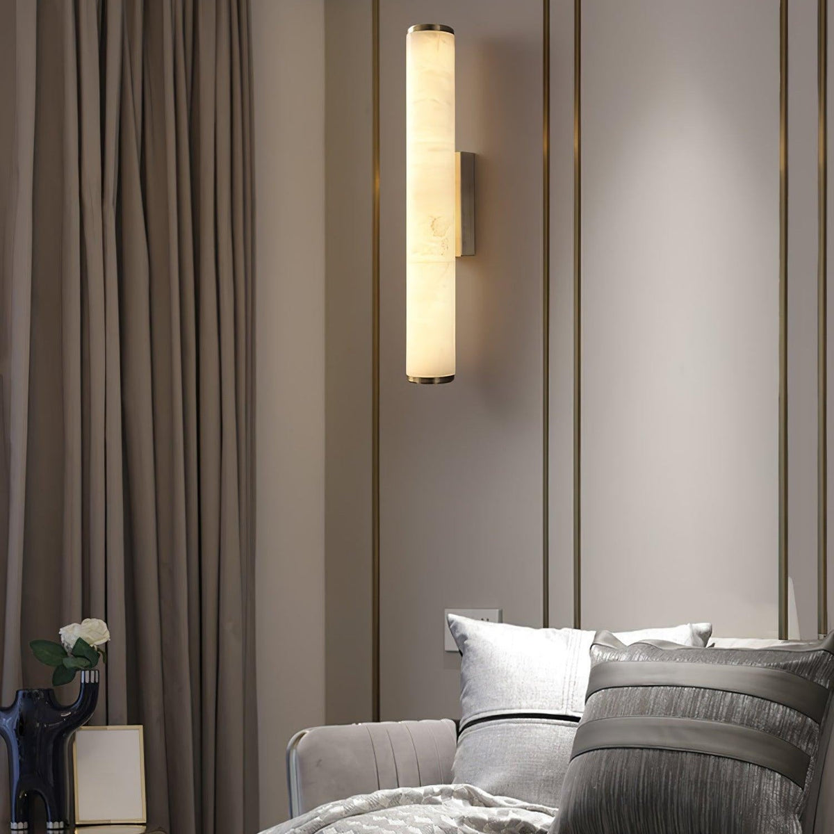 Wegobam Alabaster Vertical Cylindrical Wall Lamp