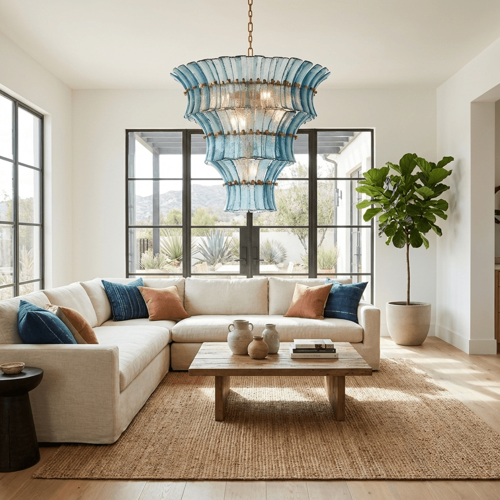 Aqualis Veyra Tiered Glass Chandelier