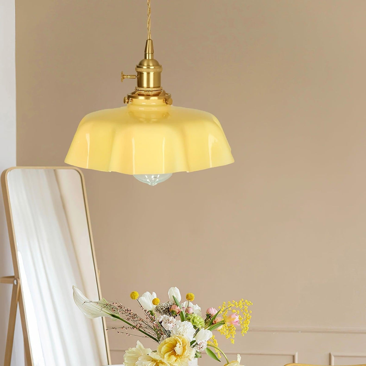 Sepalom Farmhouse Ruffled Pendant Light