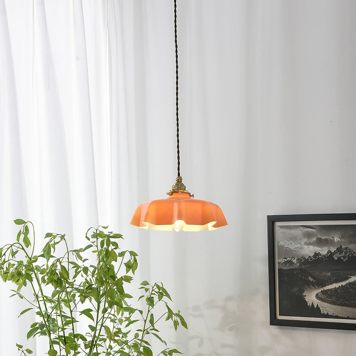 Sepalom Farmhouse Ruffled Pendant Light
