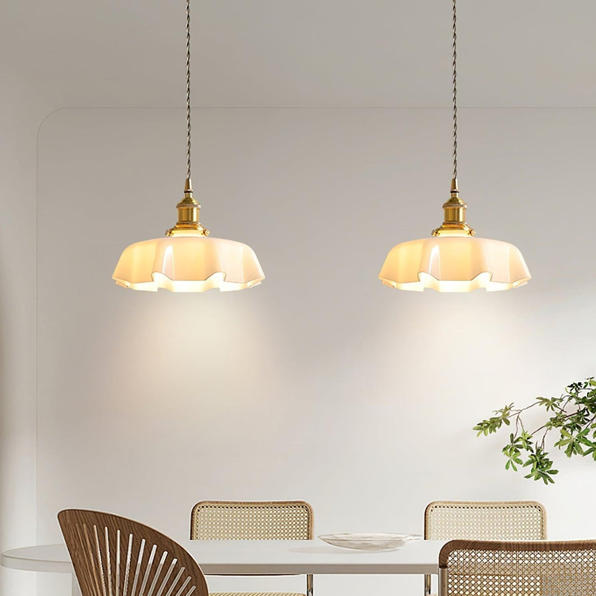 Sepalom Farmhouse Ruffled Pendant Light