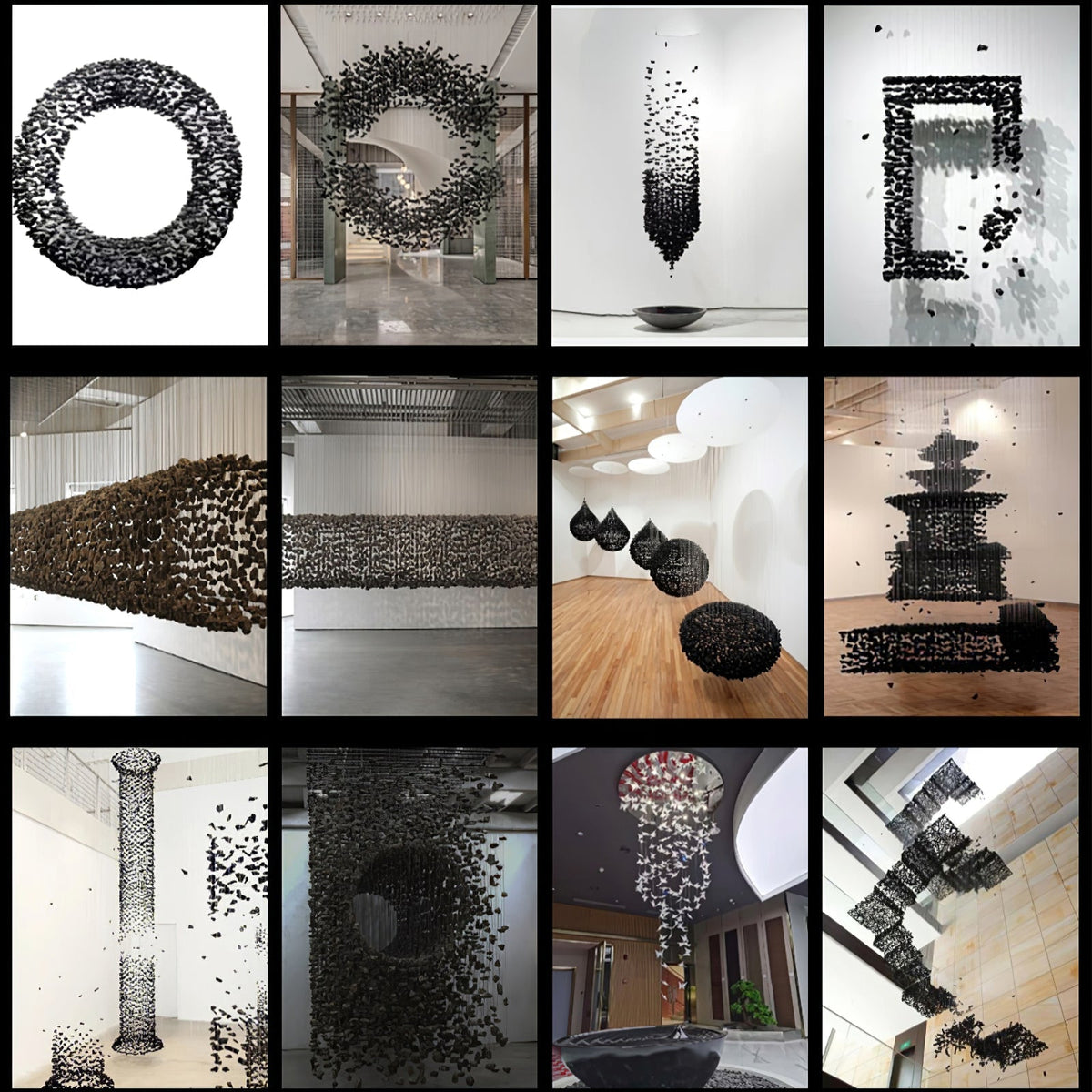 Arsilus Charcoal Stone Sculptural Chandelier Orbicular