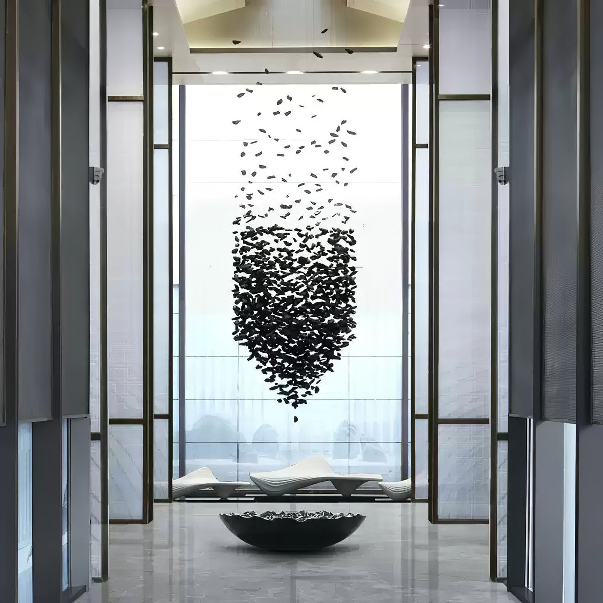 Arsilus Charcoal Stone Sculptural Chandelier Orbicular
