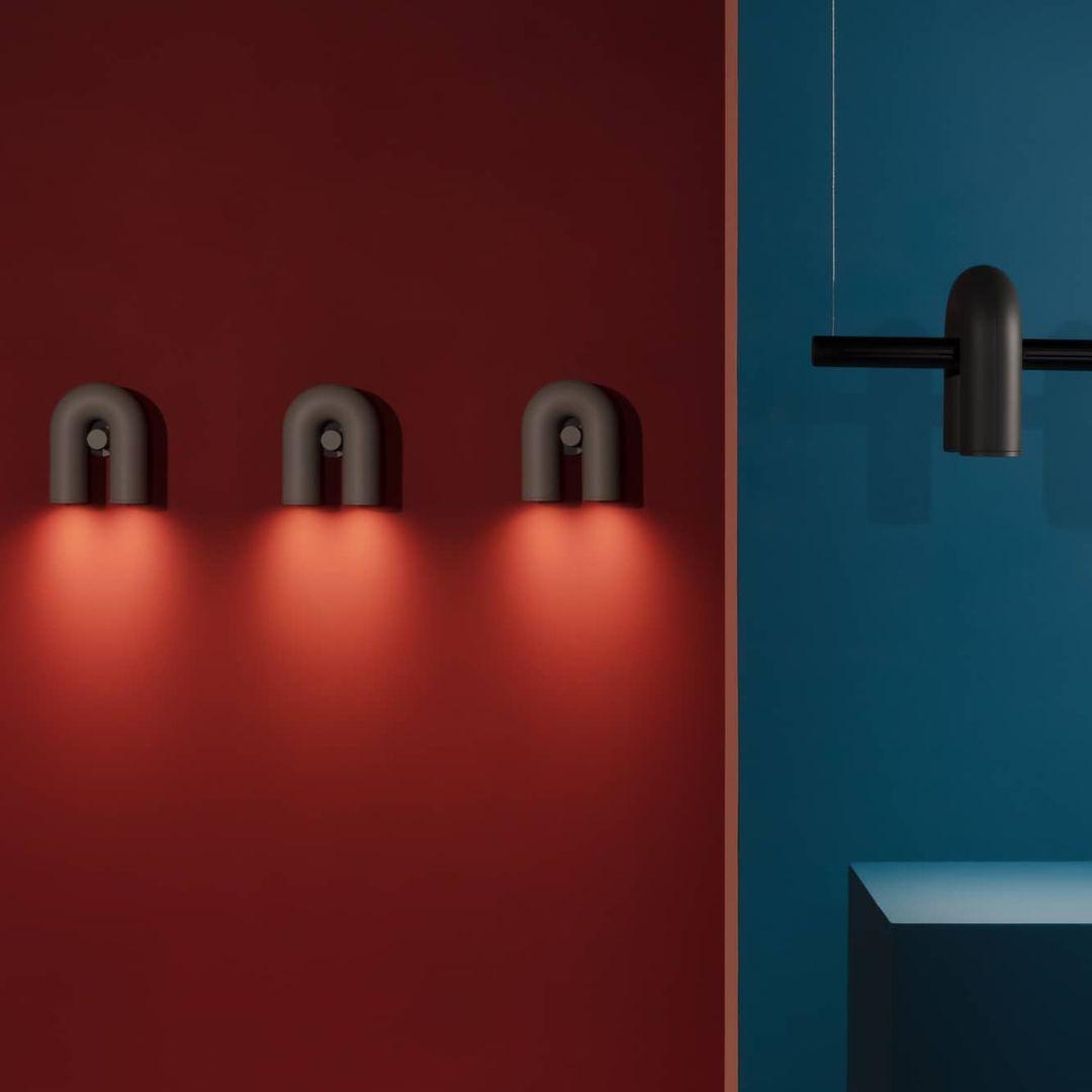 Futemos Wall Lamp U-shaped Design LED Metal, Black/Blue/Gray/Red, Bedroom