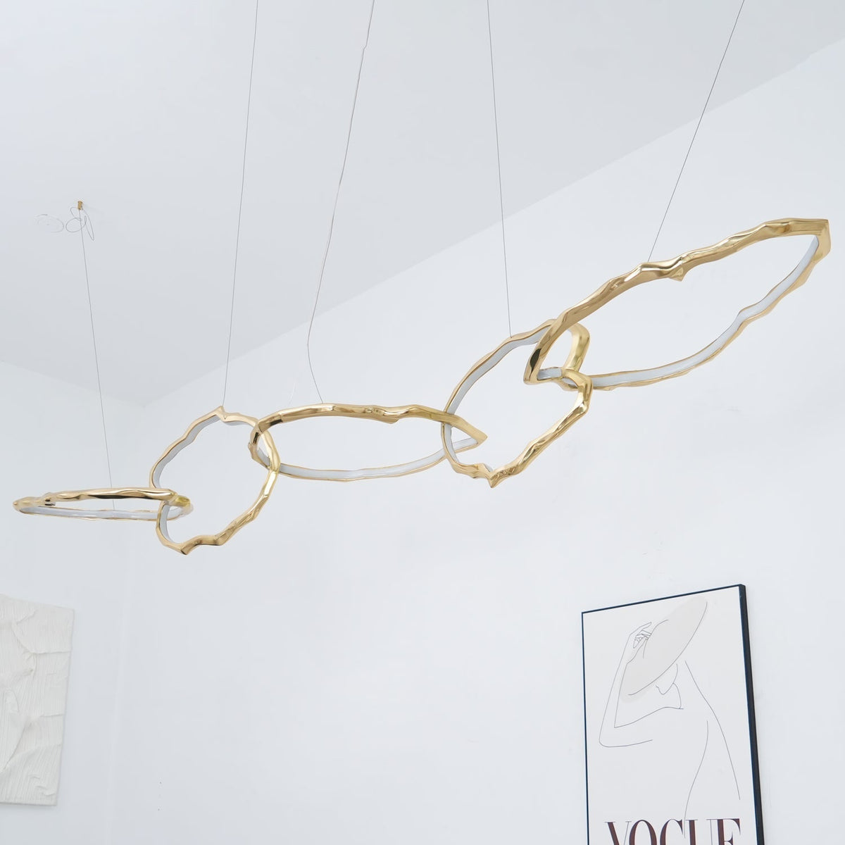 Cloud Orbit Brass Ring Chandelier