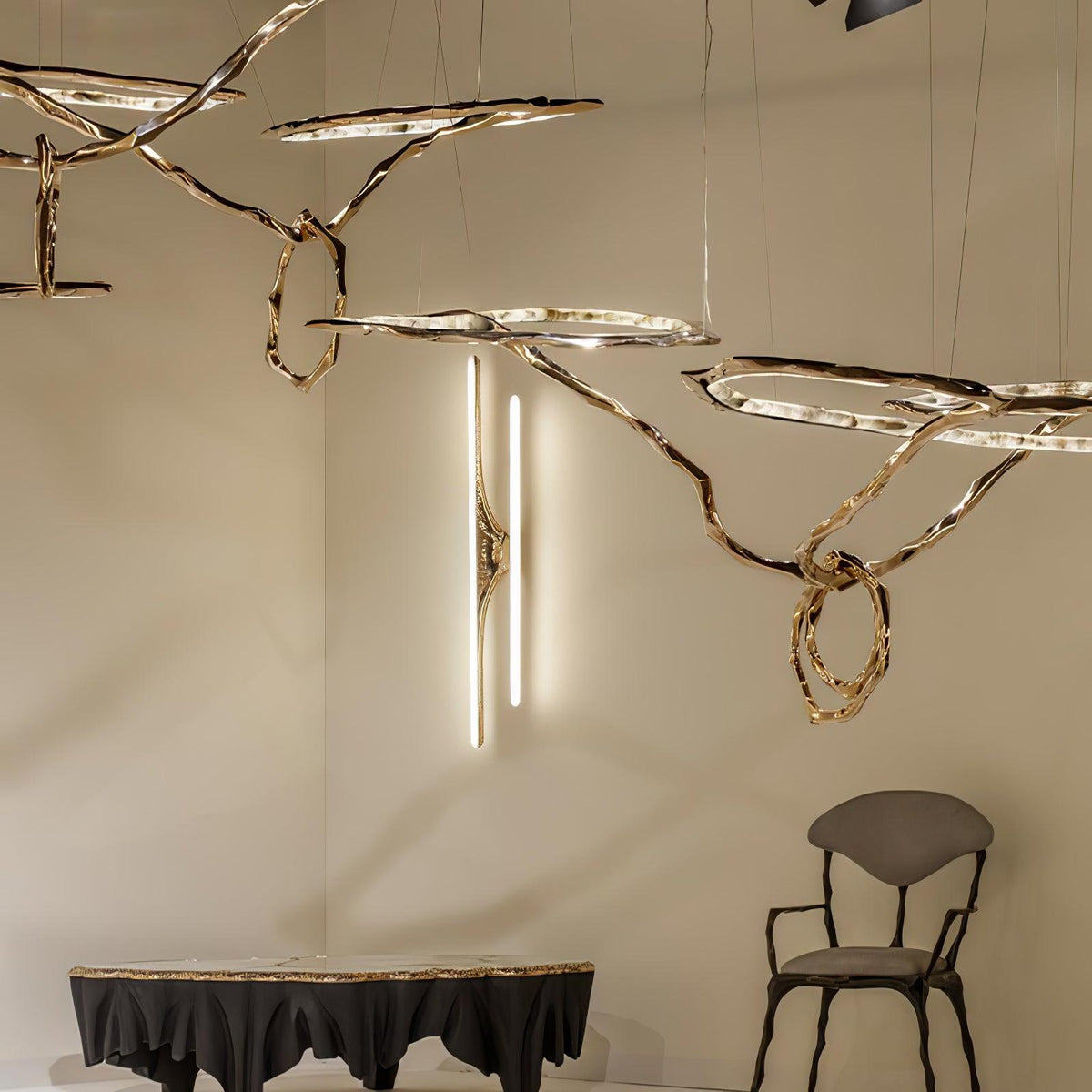 Cloud Orbit Brass Ring Chandelier