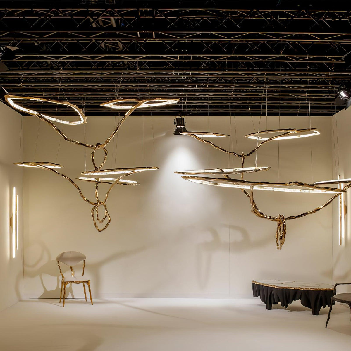 Cloud Orbit Brass Ring Chandelier