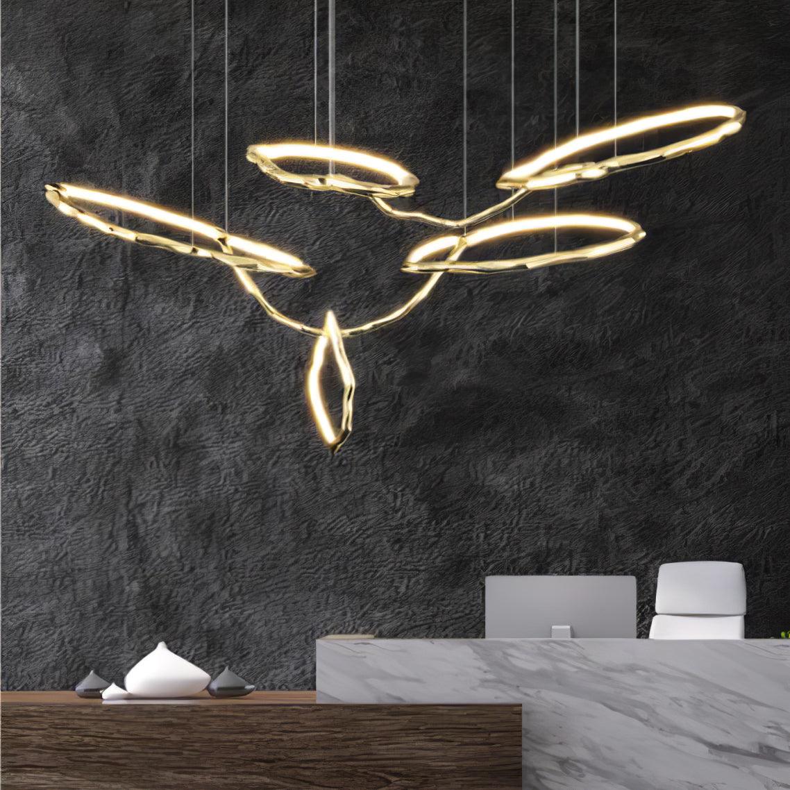 Cloud Orbit Brass Ring Chandelier