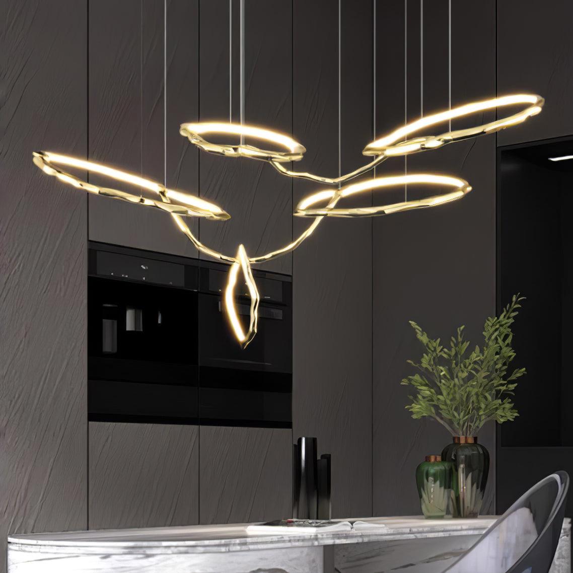 Cloud Orbit Brass Ring Chandelier