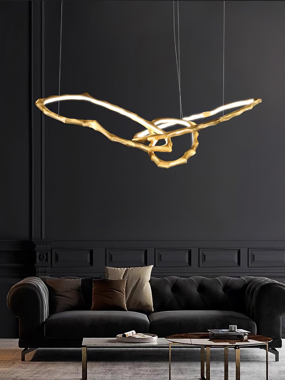 Cloud Orbit Brass Ring Chandelier