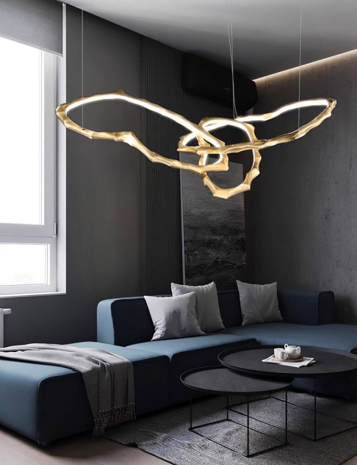 Cloud Orbit Brass Ring Chandelier
