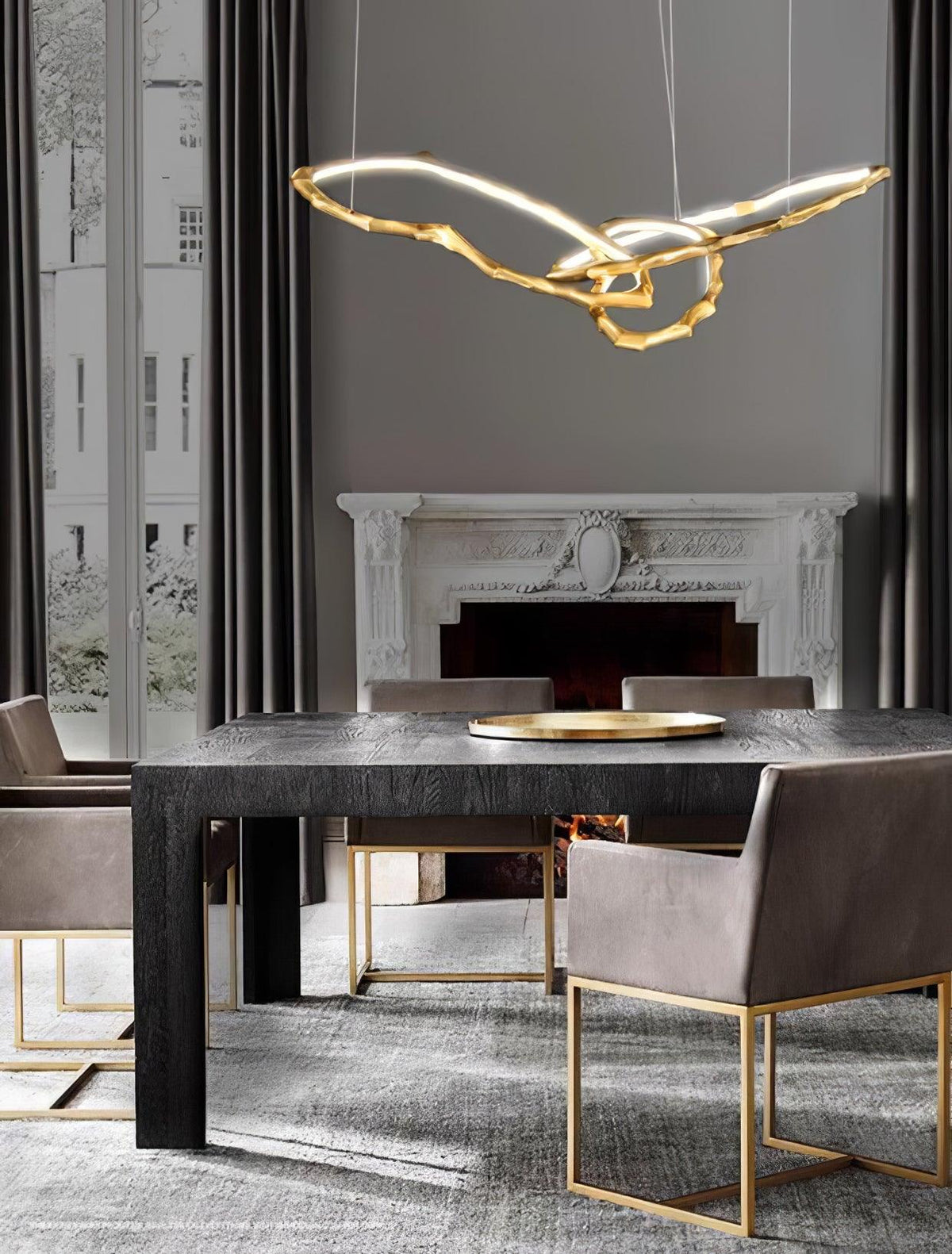 Cloud Orbit Brass Ring Chandelier
