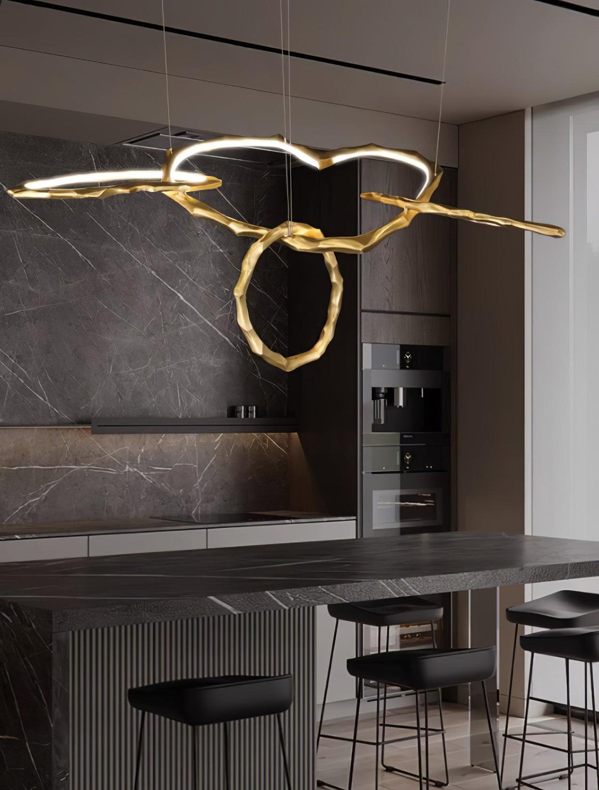 Cloud Orbit Brass Ring Chandelier