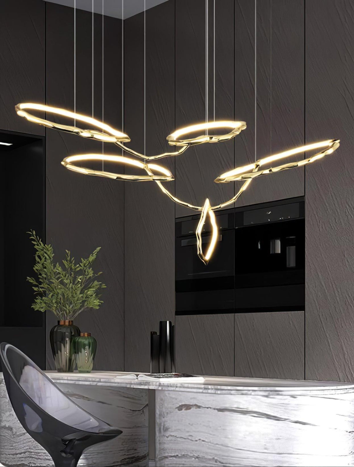 Cloud Orbit Brass Ring Chandelier