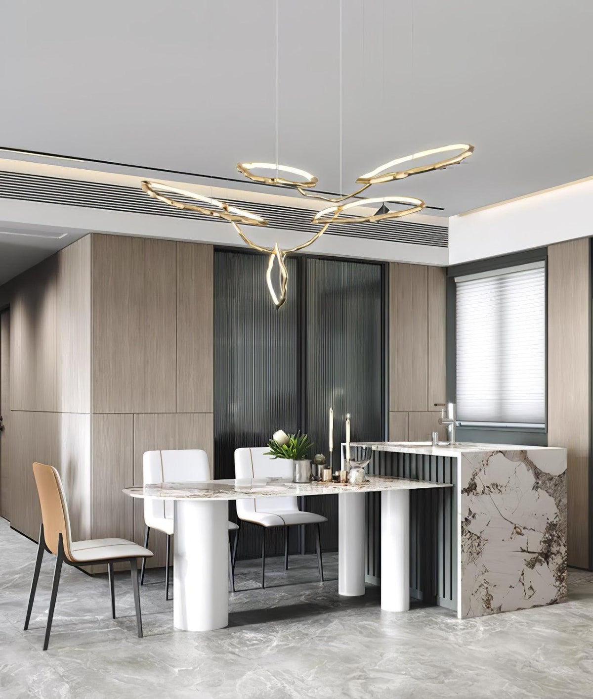 Cloud Orbit Brass Ring Chandelier