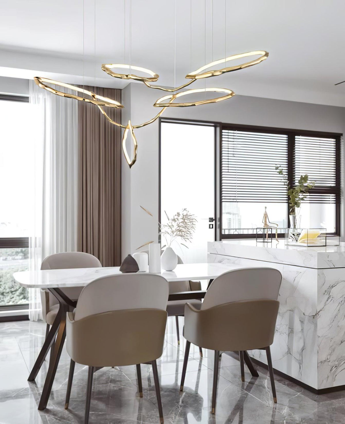 Cloud Orbit Brass Ring Chandelier