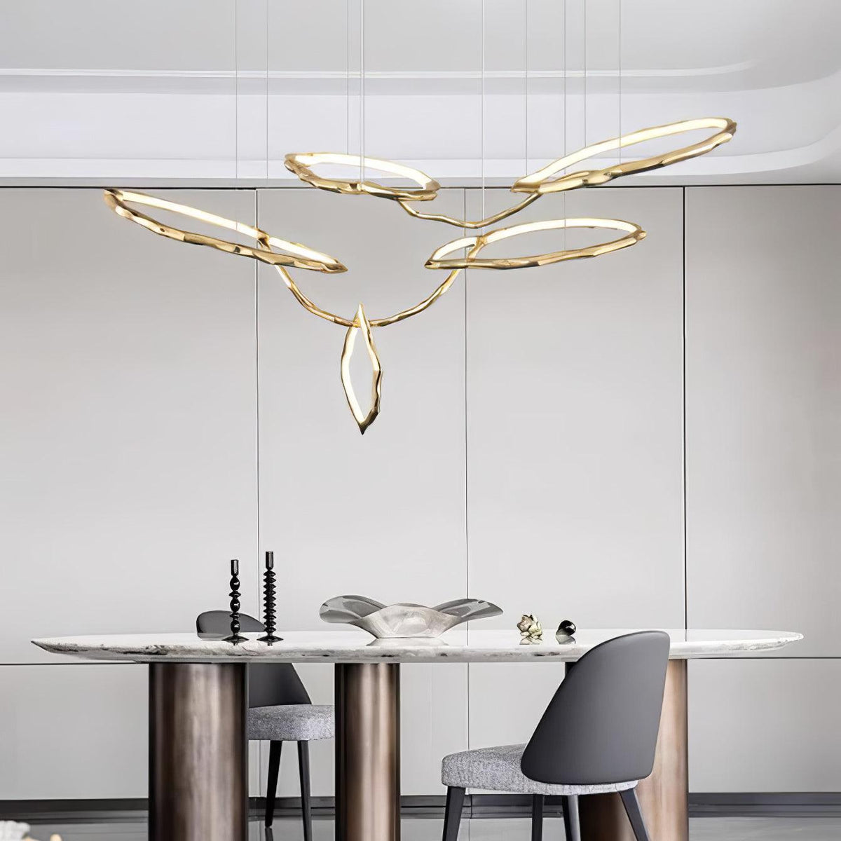 Cloud Orbit Brass Ring Chandelier