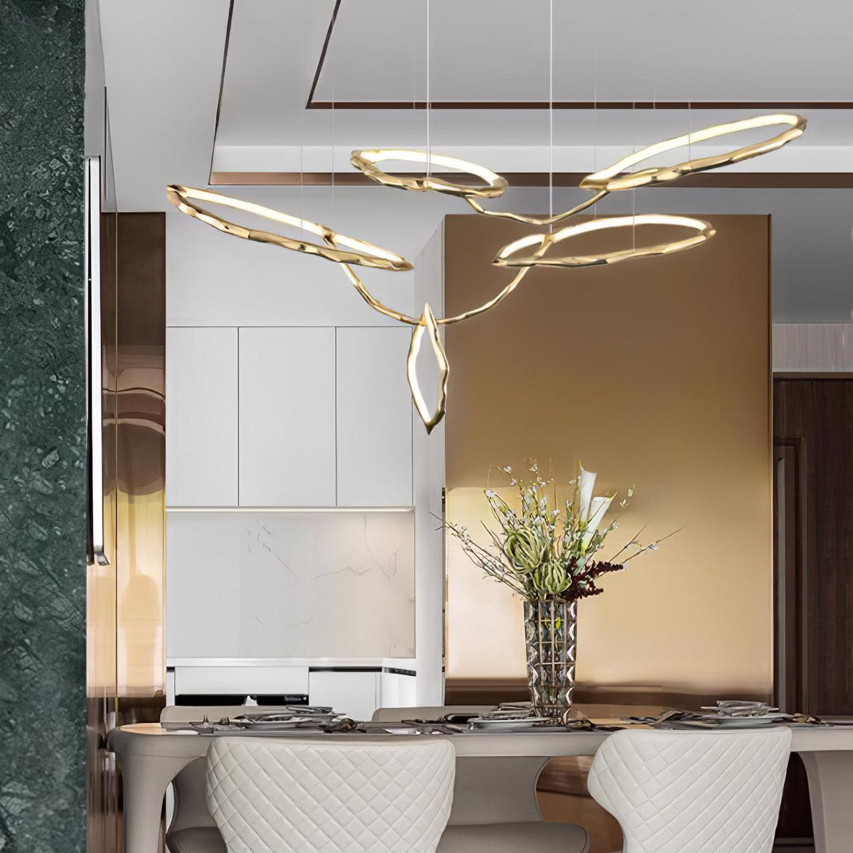 Cloud Orbit Brass Ring Chandelier