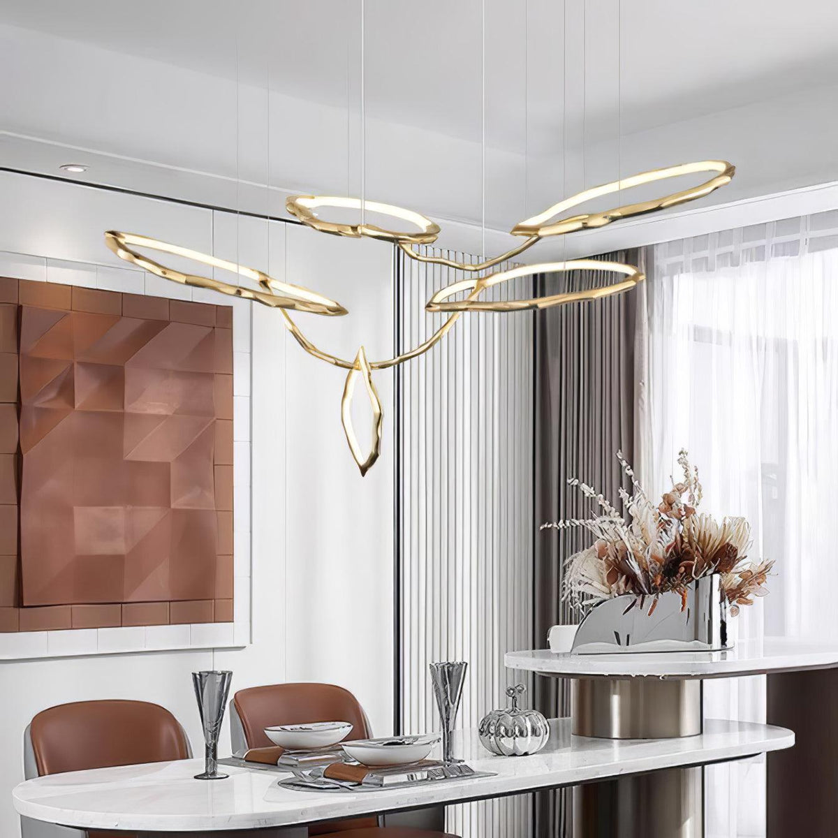 Cloud Orbit Brass Ring Chandelier