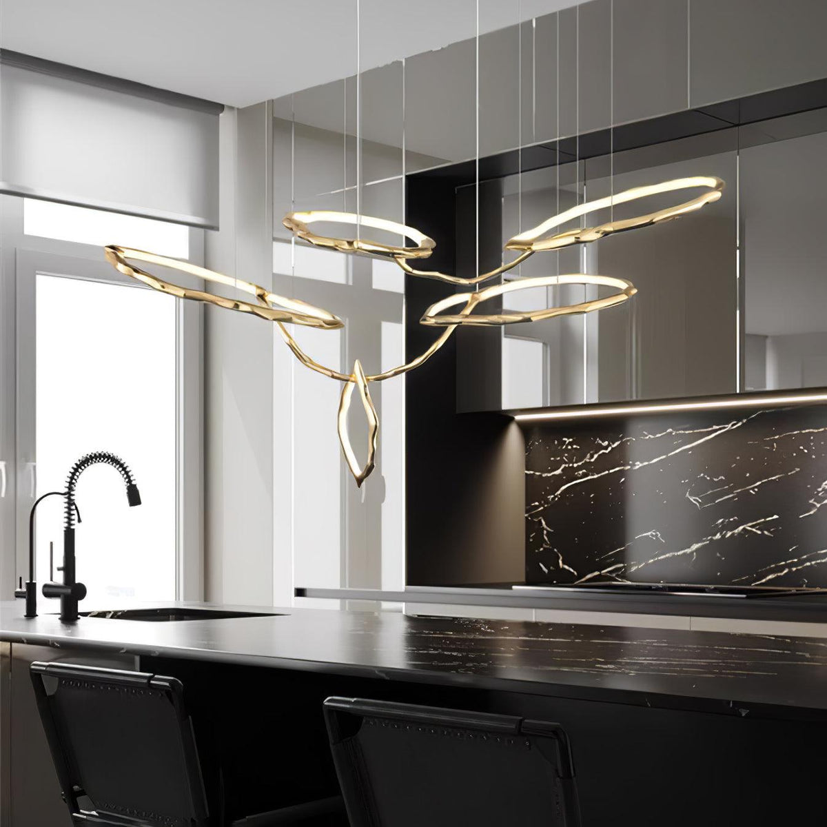 Cloud Orbit Brass Ring Chandelier