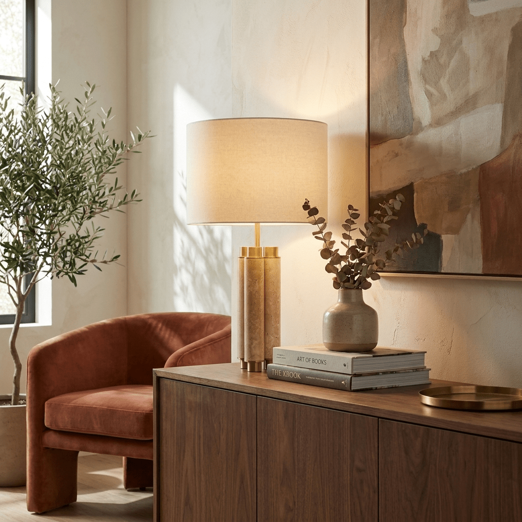 Claudelle Travertine Table Lamp