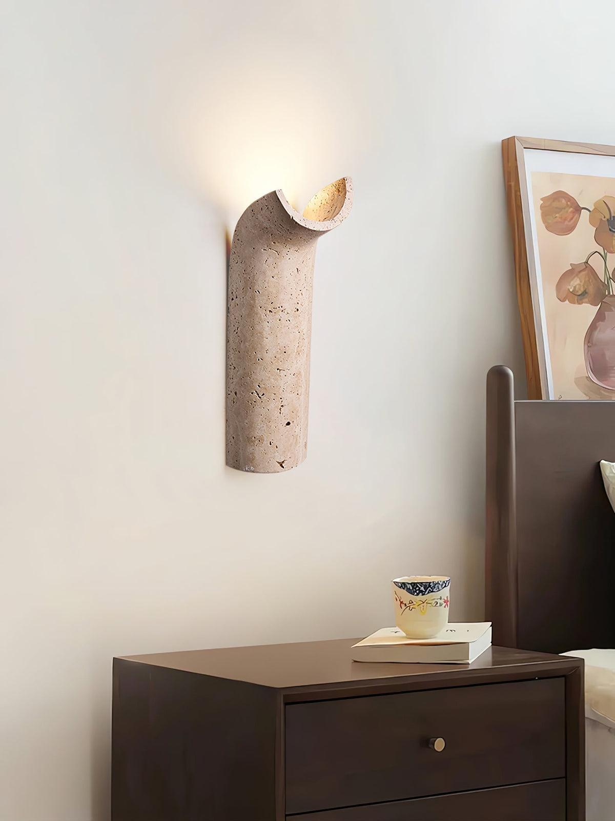 Lycoris Travertine Tapered Wall Light