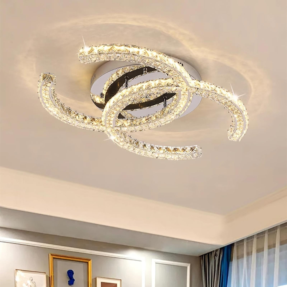 Gikibas Crystal Ceiling Light Double C
