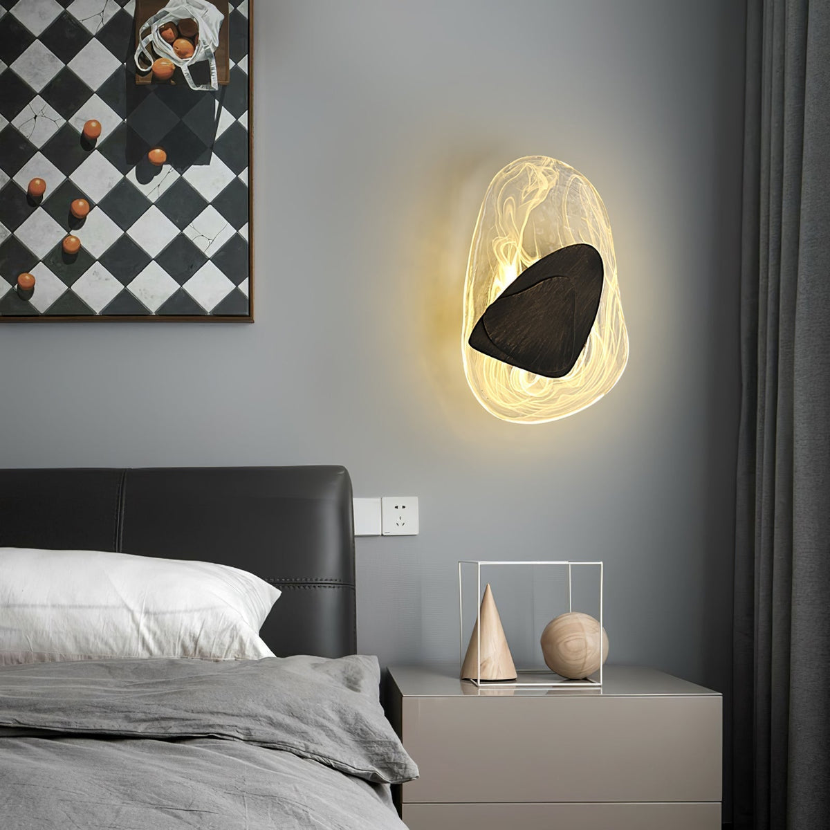 Wuvitos Artistic Black Glass Wall Lamp