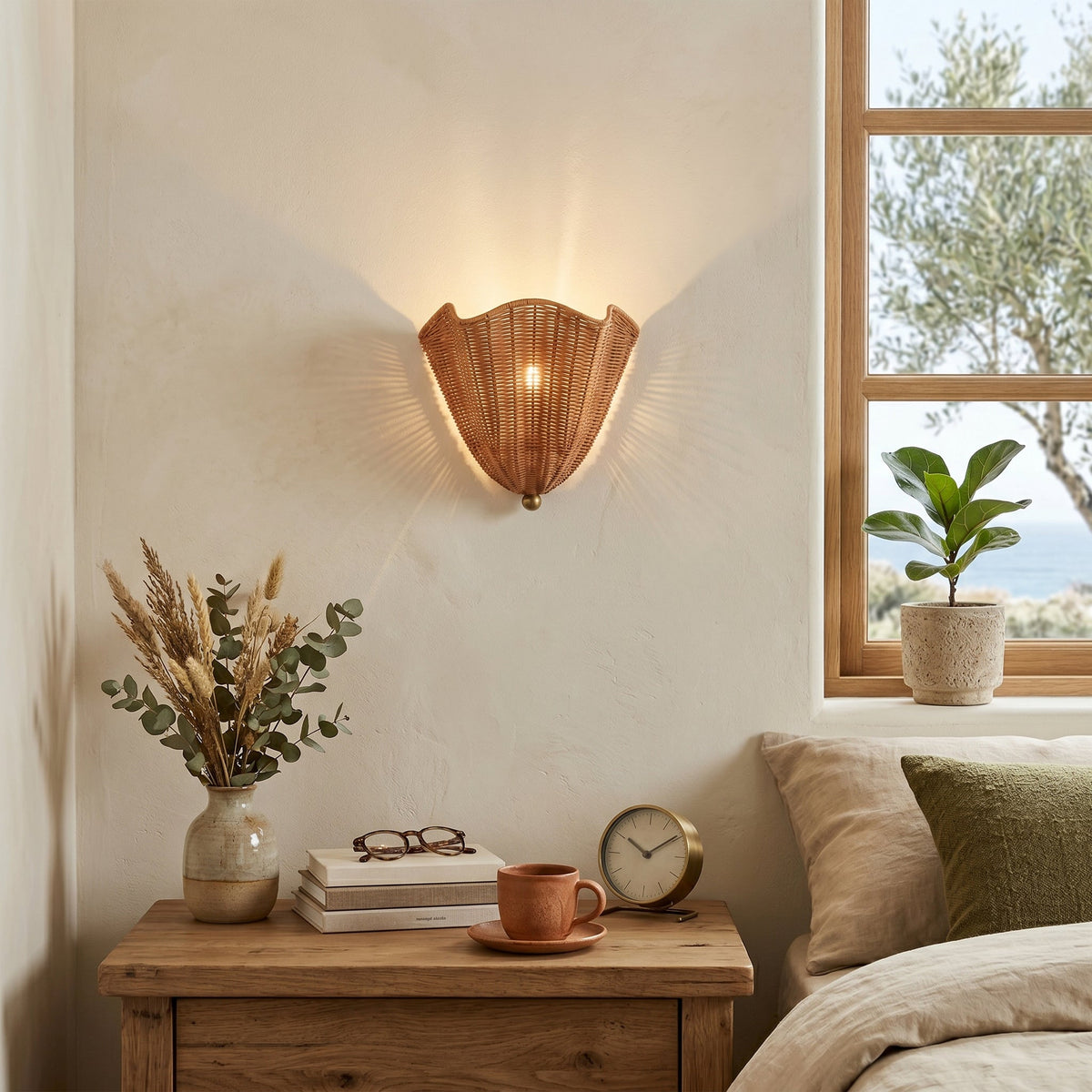 Lunero Rattan Wall Sconce