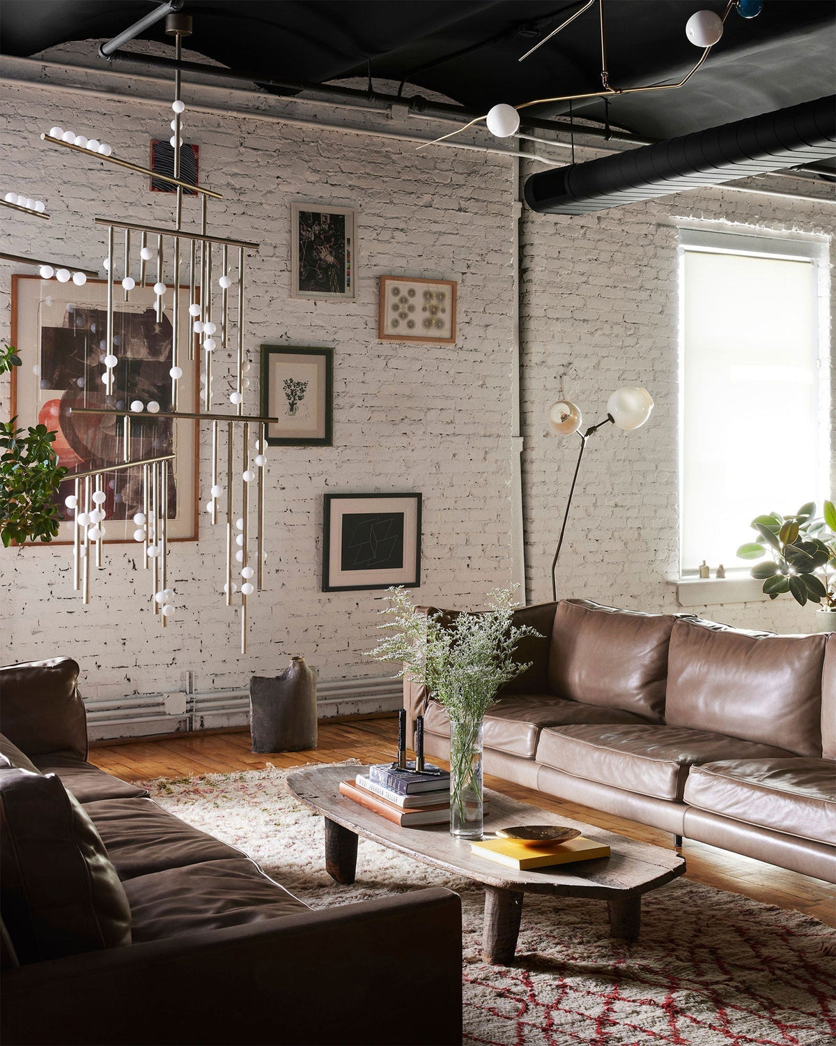 Bara Geometric Brass Linear Pendant Light Chandelier