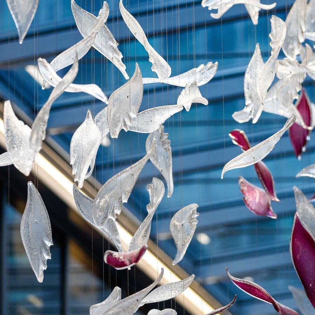 Zathaara Glass Feather Shape Chandelier