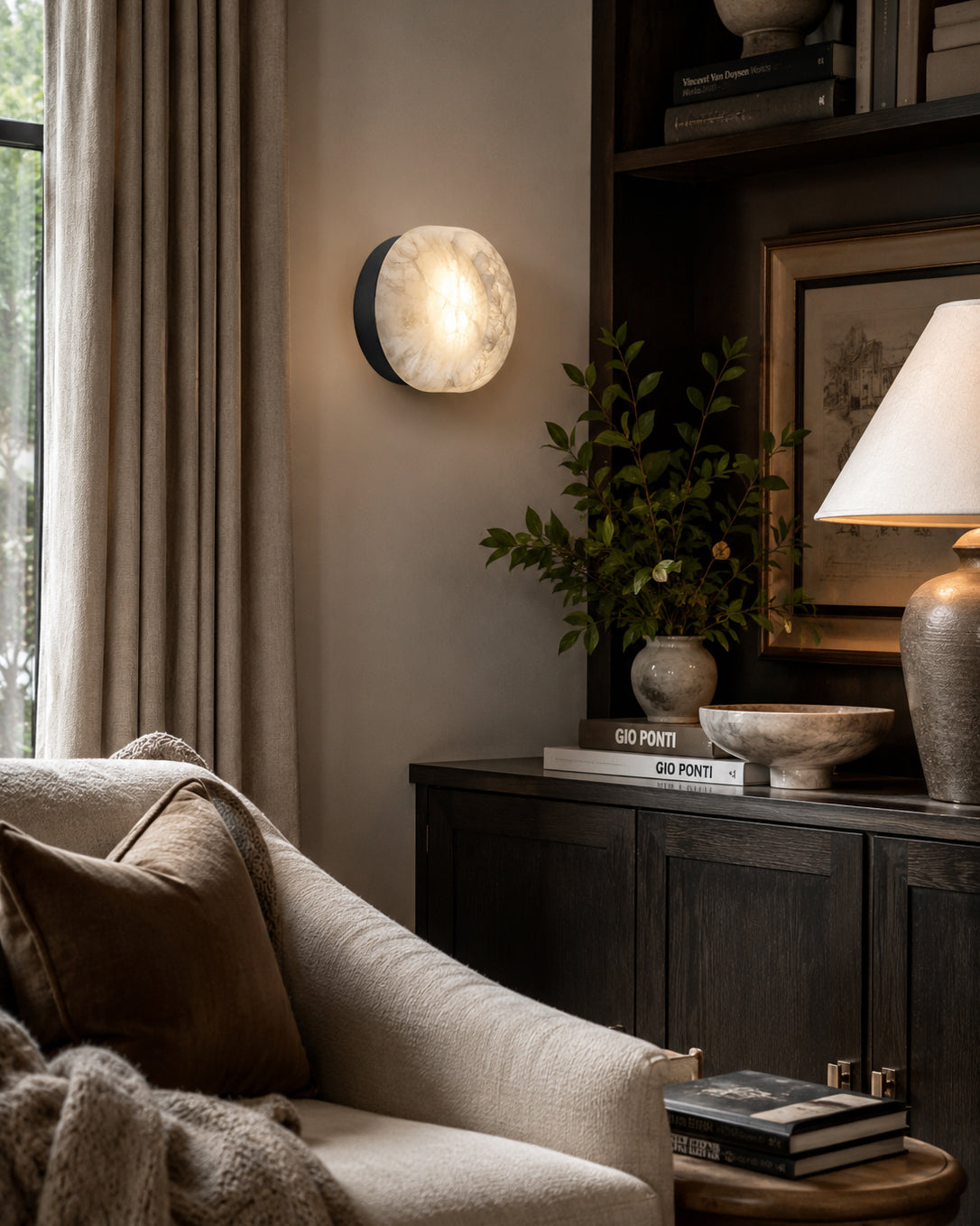 Opal Disc Alabaster Wall Sconce