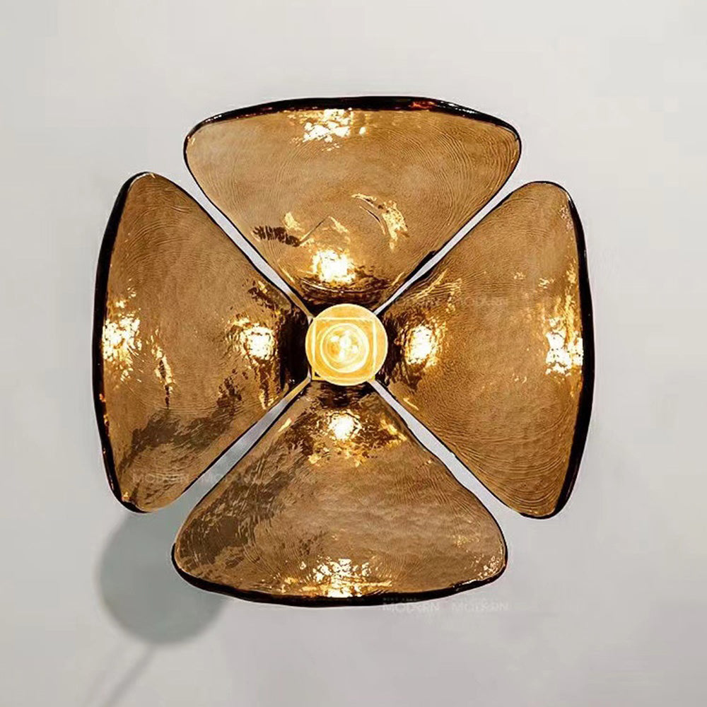 Nugadid Handmade Retro Glass Pendant Light, Four-leaf Flower