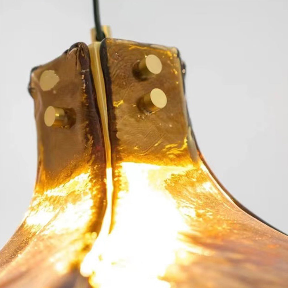 Nugadid Handmade Retro Glass Pendant Light, Four-leaf Flower