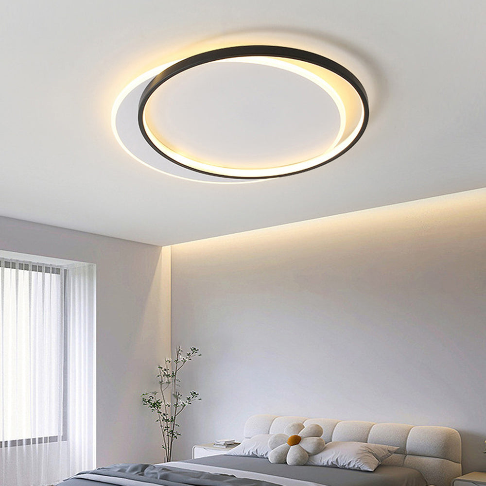Mabugar Modern Square/ Round Flush Mount Ceiling Light, Black with White