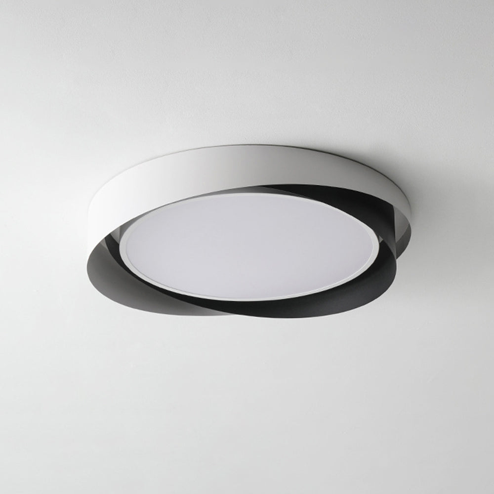 Raluken Modern Geometric Metal/ Flush Mount Ceiling Light, White/Gold
